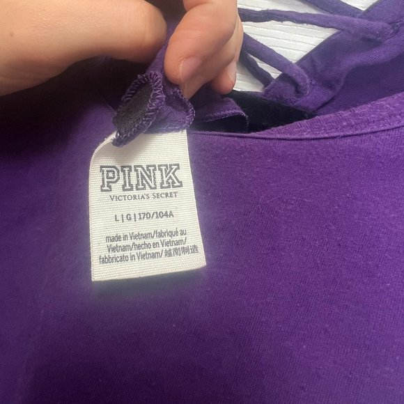 Victoria's Secret PINK Oversized Short Sleeve Campus Tee - Purple - Picture 4 of 6